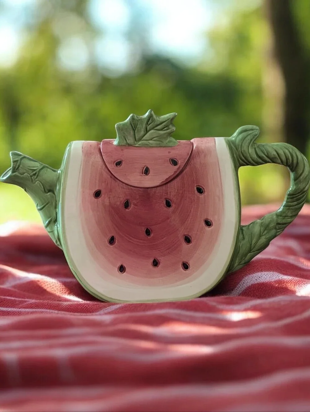 Susan Winget Ceramic Teapot Watermelon Slice - Picture 1 of 7